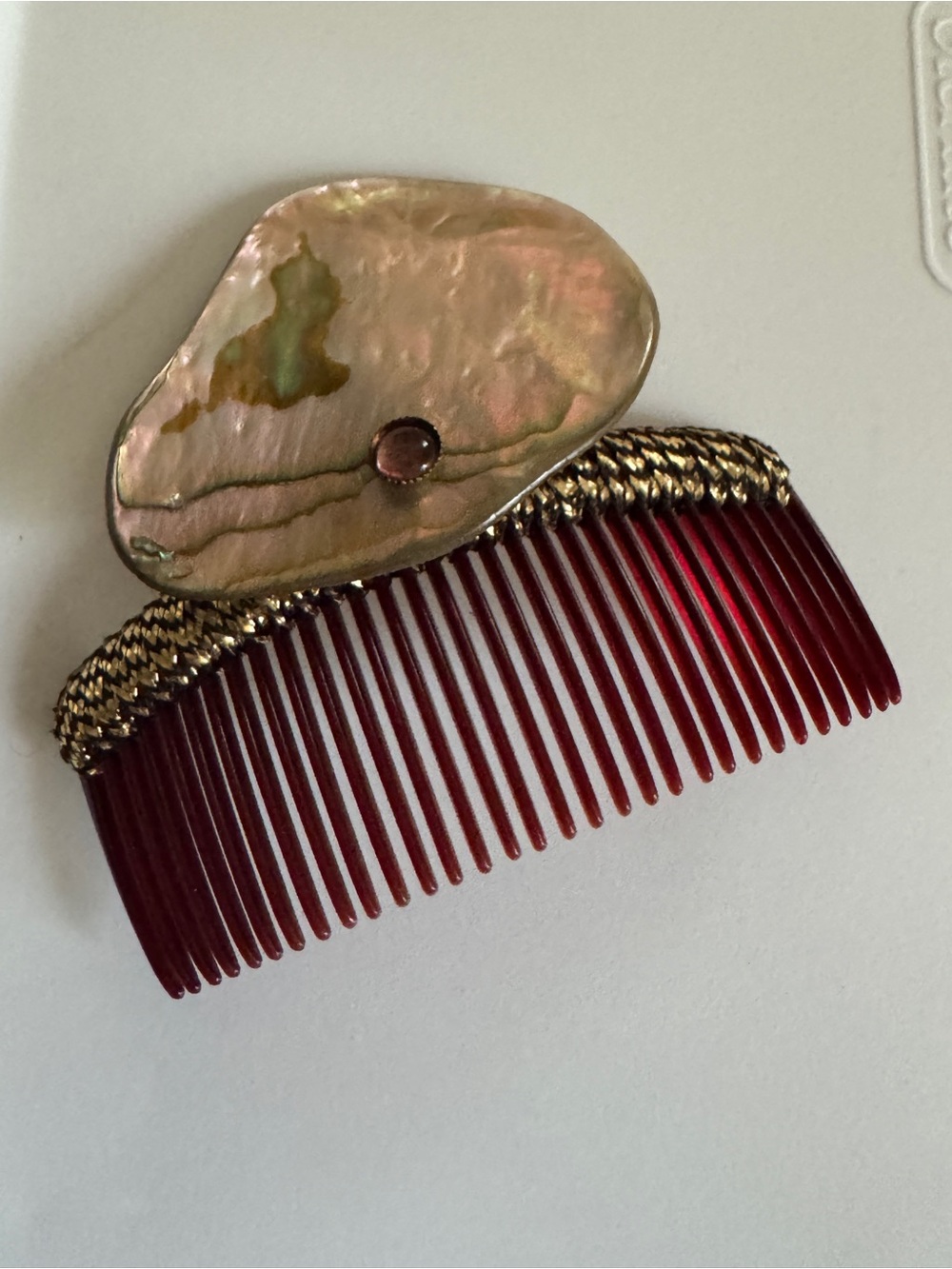 Beautiful Vintage Art Novo mother-of-pearl hair comb accessory - Picture 2 of 10